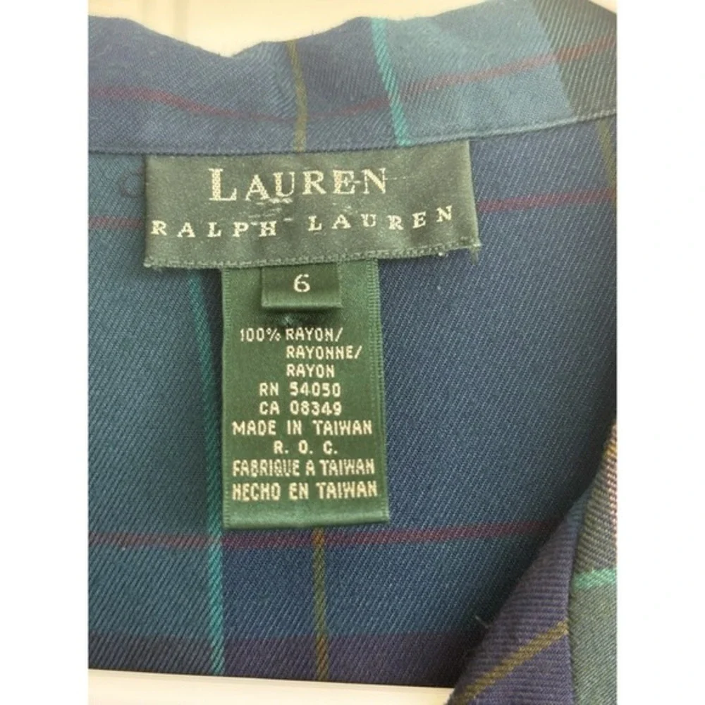 Ralph Lauren Womens PJ‎ Top – Size 6 Plaid Button Down Crest Logo – Soft